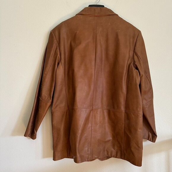 Roundtree & Yorke Mens XL Brown Genuine Leather Blazer Jacket Vintage Workwear - Picture 6 of 16